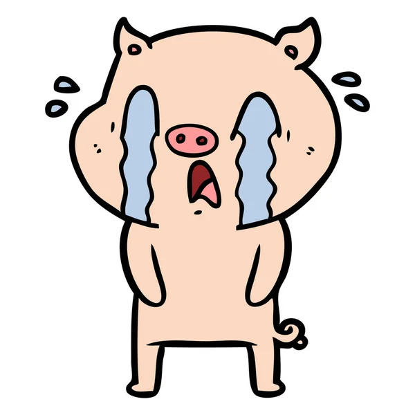 Vector Illustration Crying Pig Cartoon — Stock Vector