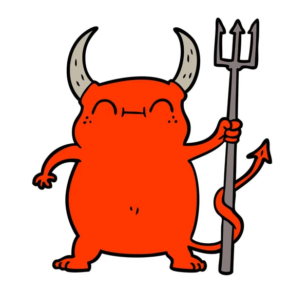 Vector Ilustración Dibujos Animados Pequeño Diablo — Vector de stock