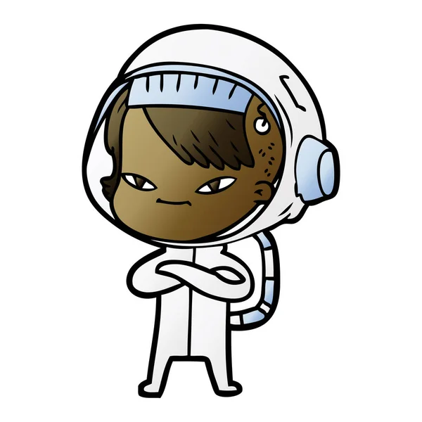 Vektorové Ilustrace Kreslené Astronaut Ženy — Stockový vektor