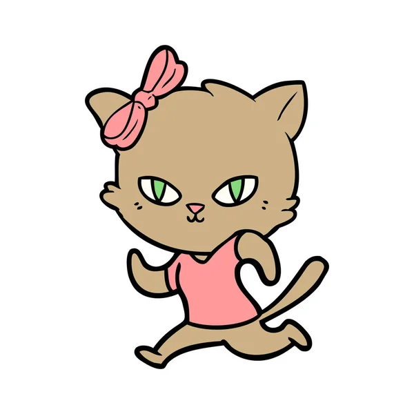Lindo Dibujos Animados Gato Jogging — Vector de stock