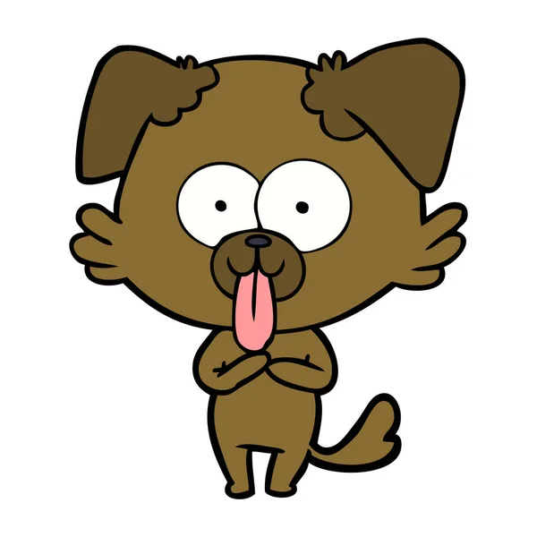Cão Dos Desenhos Animados Com Língua Saindo — Vetor de Stock