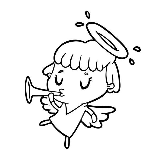 Cute Line Drawing Angel — Stock Vector