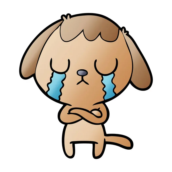 かわいい漫画の犬が泣いています — ストックベクタ