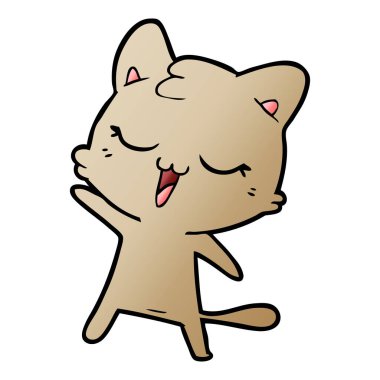 vektör çizim karikatür mutlu kedi