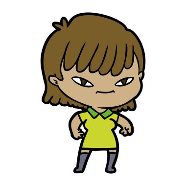 Çizgi filmdeki kadının vektör çizimi