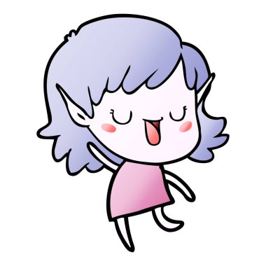 vektör çizim karikatür elf kızı