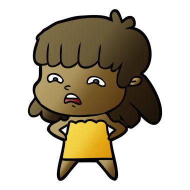 vektör çizim karikatür endişeli kadın