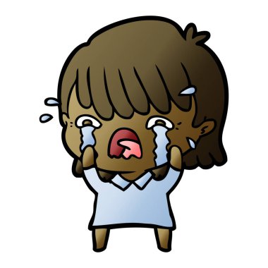 vektör çizim karikatür kız ağlıyor