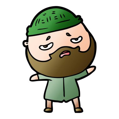 Sakallı endişeli adam çizgi film