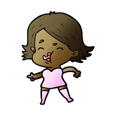 çizgi film kız yüz çekerek