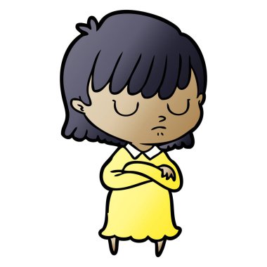 Çizgi filmdeki kadının vektör çizimi