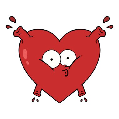 Karikatür kalp çiziminin vektör çizimi