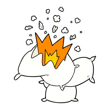 vektör çizim karikatür yastık kavgası