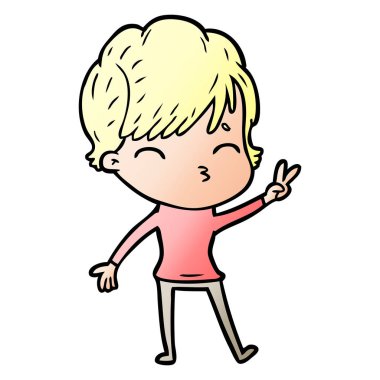 vektör çizim karikatür kadın düşünme