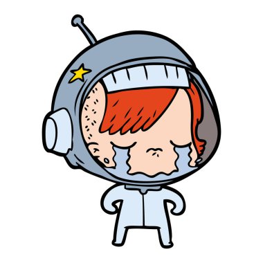ağlayan astronot kız çizgi film