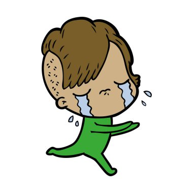 Ağlayan kızın vektör çizimi