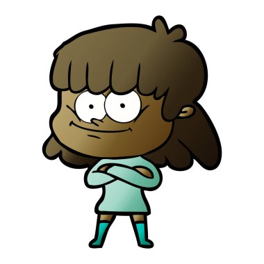 Çizgi filmdeki kadının vektör çizimi