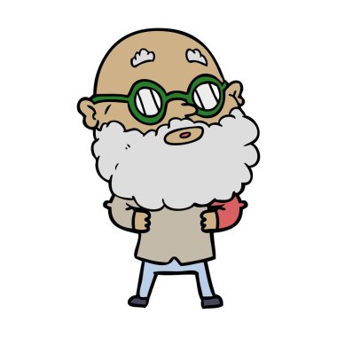 çizgi film meraklı adam sakal ve gözlük