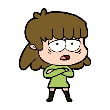 vektör çizim karikatür yorgun kadın