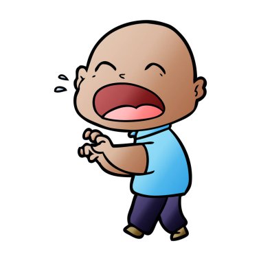 karikatür bağırarak kel adam