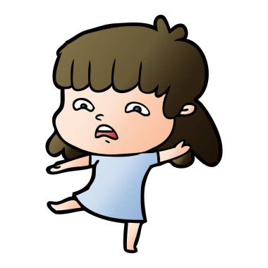 vektör çizim karikatür endişeli kadın