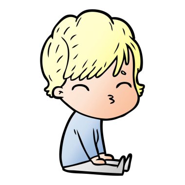 vektör çizim karikatür kadın düşünme