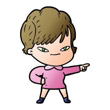 vektör çizim karikatür mutlu kadın