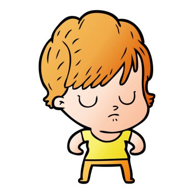 Çizgi filmdeki kadının vektör çizimi