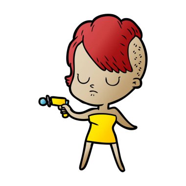 Çizgi filmdeki kadının vektör çizimi