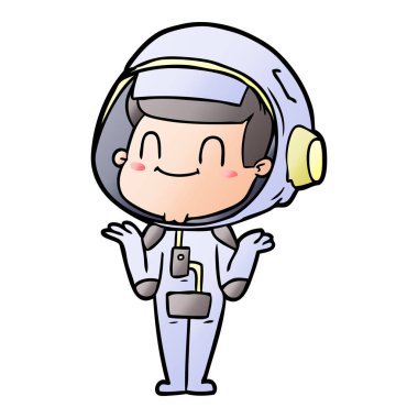 mutlu karikatür astronot adam