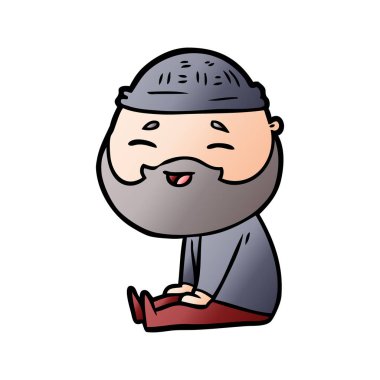 Çizgi film mutlu sakallı adam