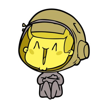 mutlu karikatür astronot vektör çizim