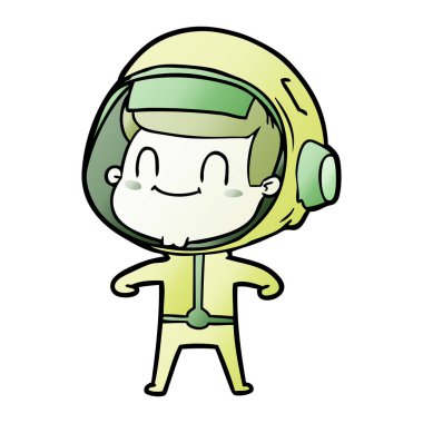 mutlu karikatür astronot vektör çizim