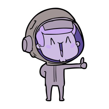 mutlu karikatür astronot vektör çizim