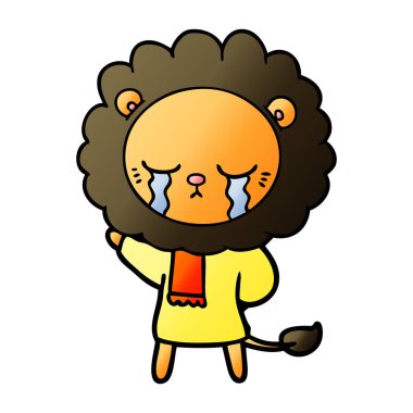 vektör çizim karikatür aslan ağlama