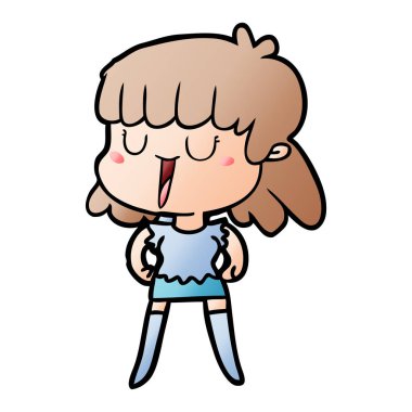 Çizgi filmdeki kadının vektör çizimi