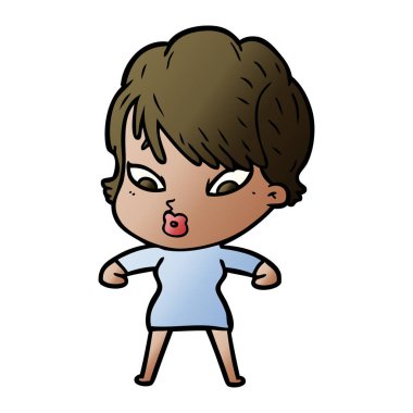 Çizgi filmdeki kadının vektör çizimi