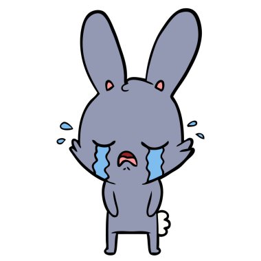 sevimli çizgi tavşan ağlıyor