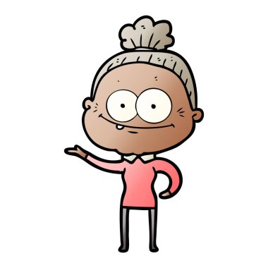 karikatür mutlu yaşlı kadın