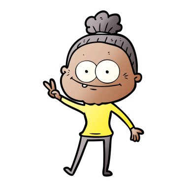 karikatür mutlu yaşlı kadın