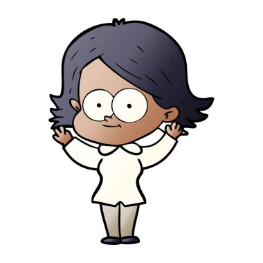 mutlu çizgi film kız vektör çizim