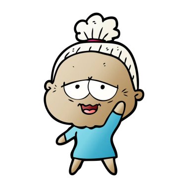 karikatür mutlu yaşlı kadın