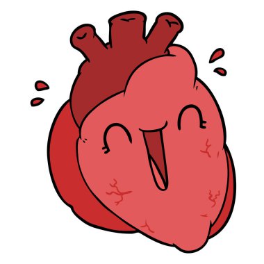 Karikatür kalp çiziminin vektör çizimi