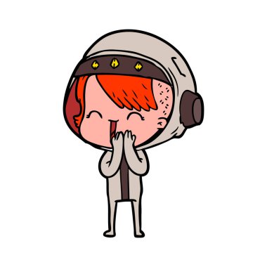 kıkırdayarak karikatür alan kız