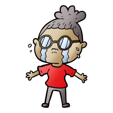 çizgi film ağlayan kadın gözlük takıyor