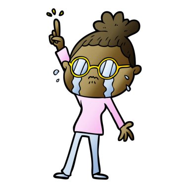 çizgi film ağlayan kadın gözlük takıyor