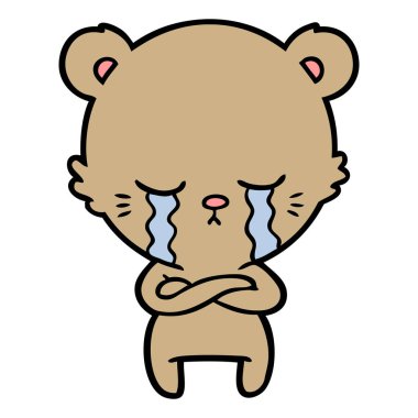 ağlayan karikatür ayı katlanmış silah ile