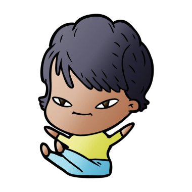 vektör çizim karikatür mutlu kadın