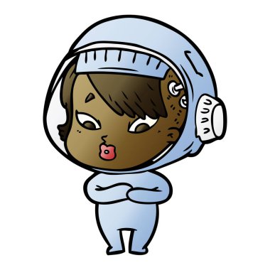 vektör çizim karikatür astronot kadın