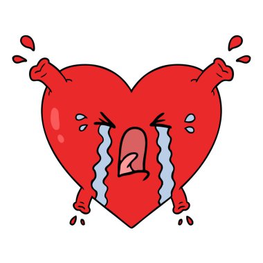 Karikatür kalp çiziminin vektör çizimi